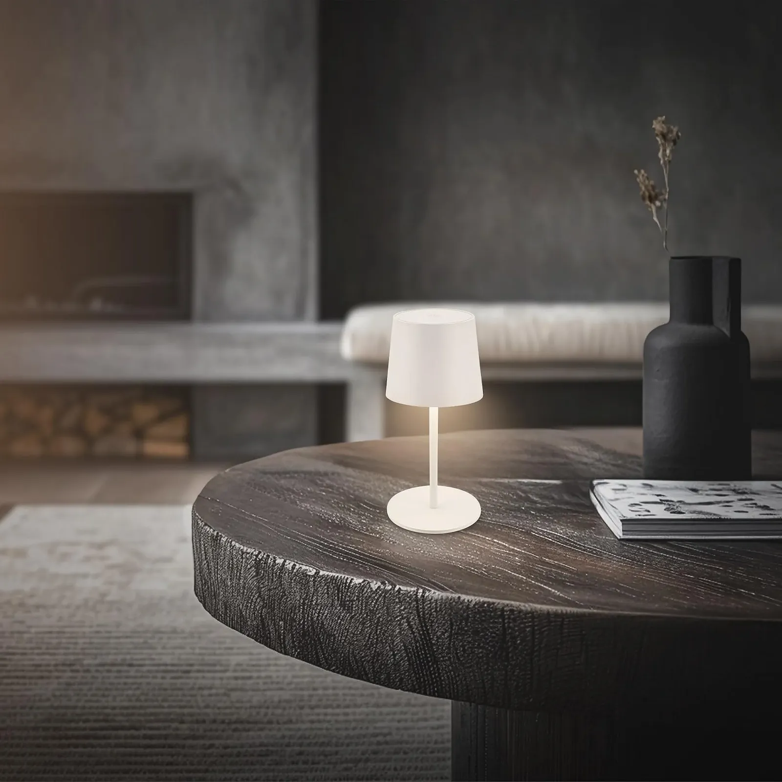 Светодиодная настольная лампа BRILONER Беспроводная IP44 Сенсорная Аккумуляторная Античный белый 11 x 34.5 см, фото №5