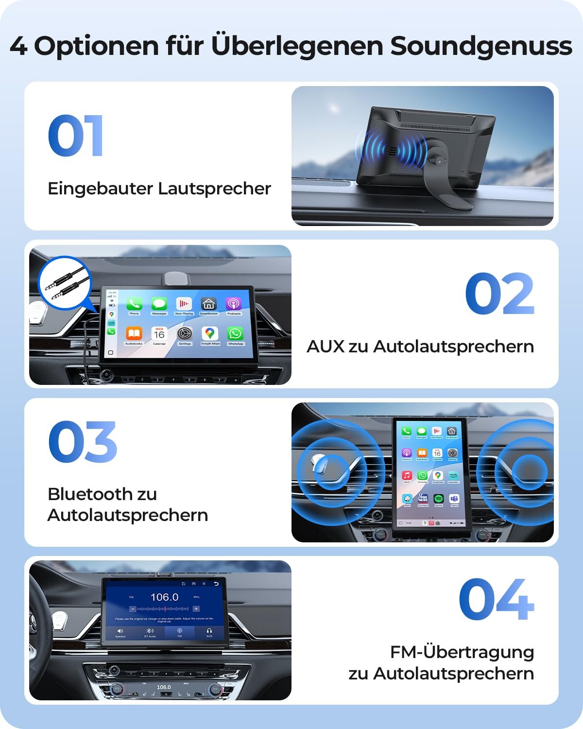 Дисплей Krunia 9 дюймов, беспроводной, портативный, 60FPS, Car Play для Apple CarPlay и Android Car, магнитный держатель, OTA, портретный и альбомный формат, камера заднего вида, Bluetooth, голосовое управление, GPS-навигация, фото №8