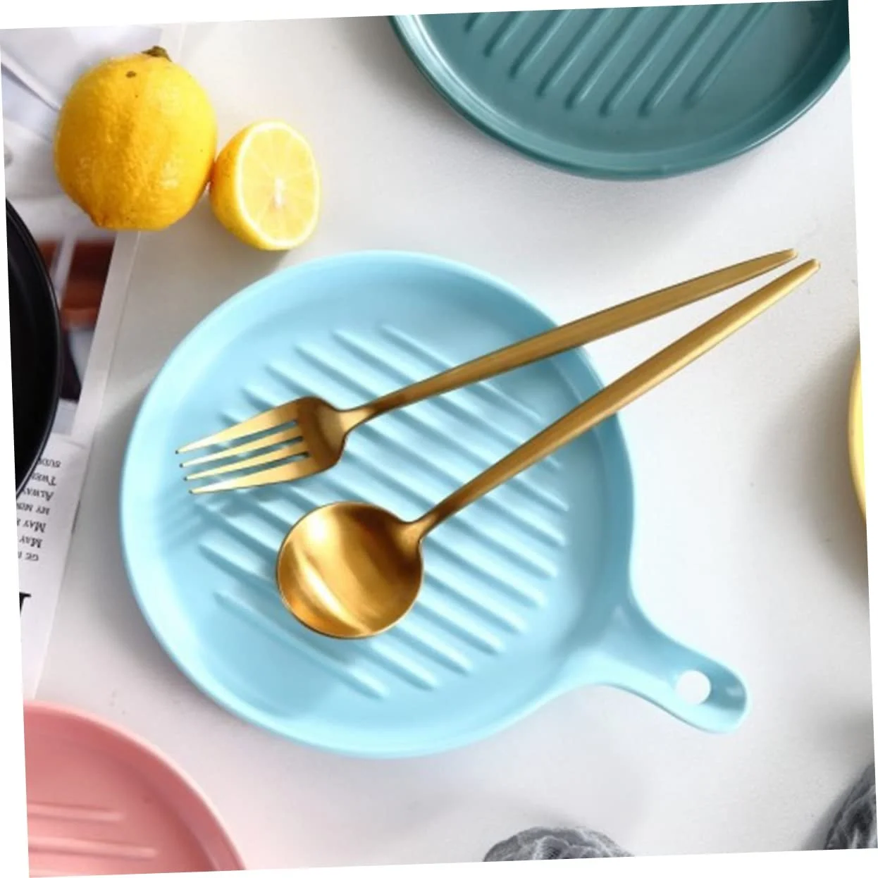 Форма для запекания Zerodeko с ручкой керамическая голубая, фото №5 Форма для запекания Zerodeko с ручкой керамическая голубая, фото №5