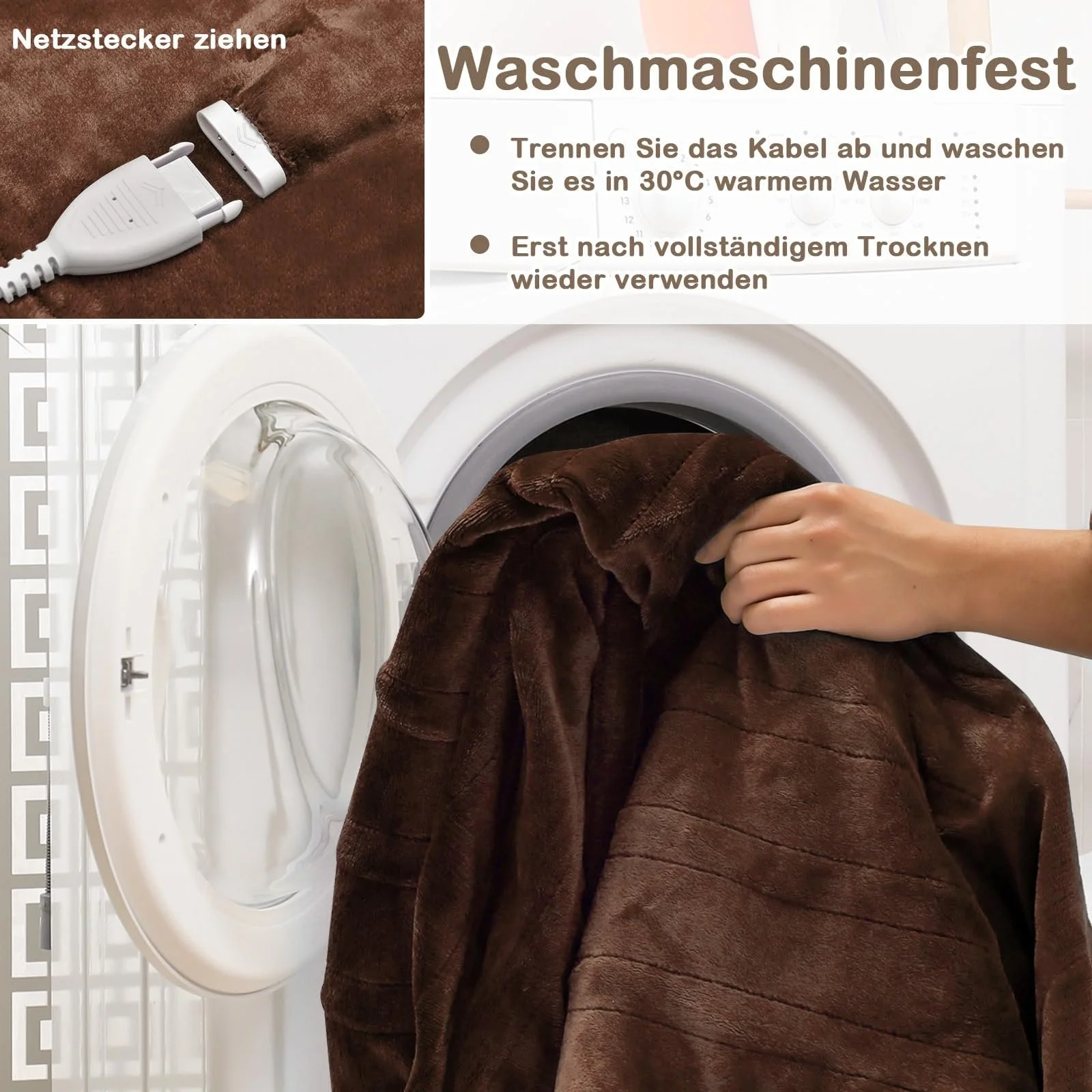 Электрическое одеяло GOPLUS 180 x 130 см, коричневое, фото №3 Электрическое одеяло GOPLUS 180 x 130 см, коричневое, фото №3