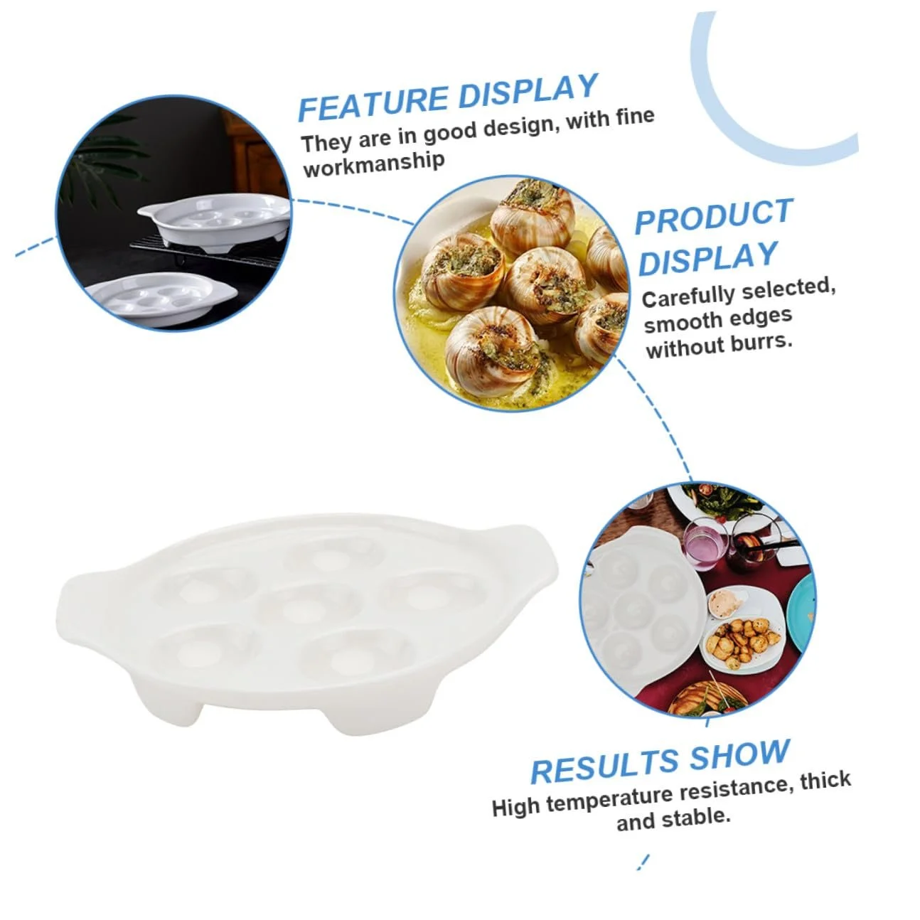 Набір з 2 керамічних форм для запікання равликів з заглибленнями термостійкі для духовки та гриля, фото №6