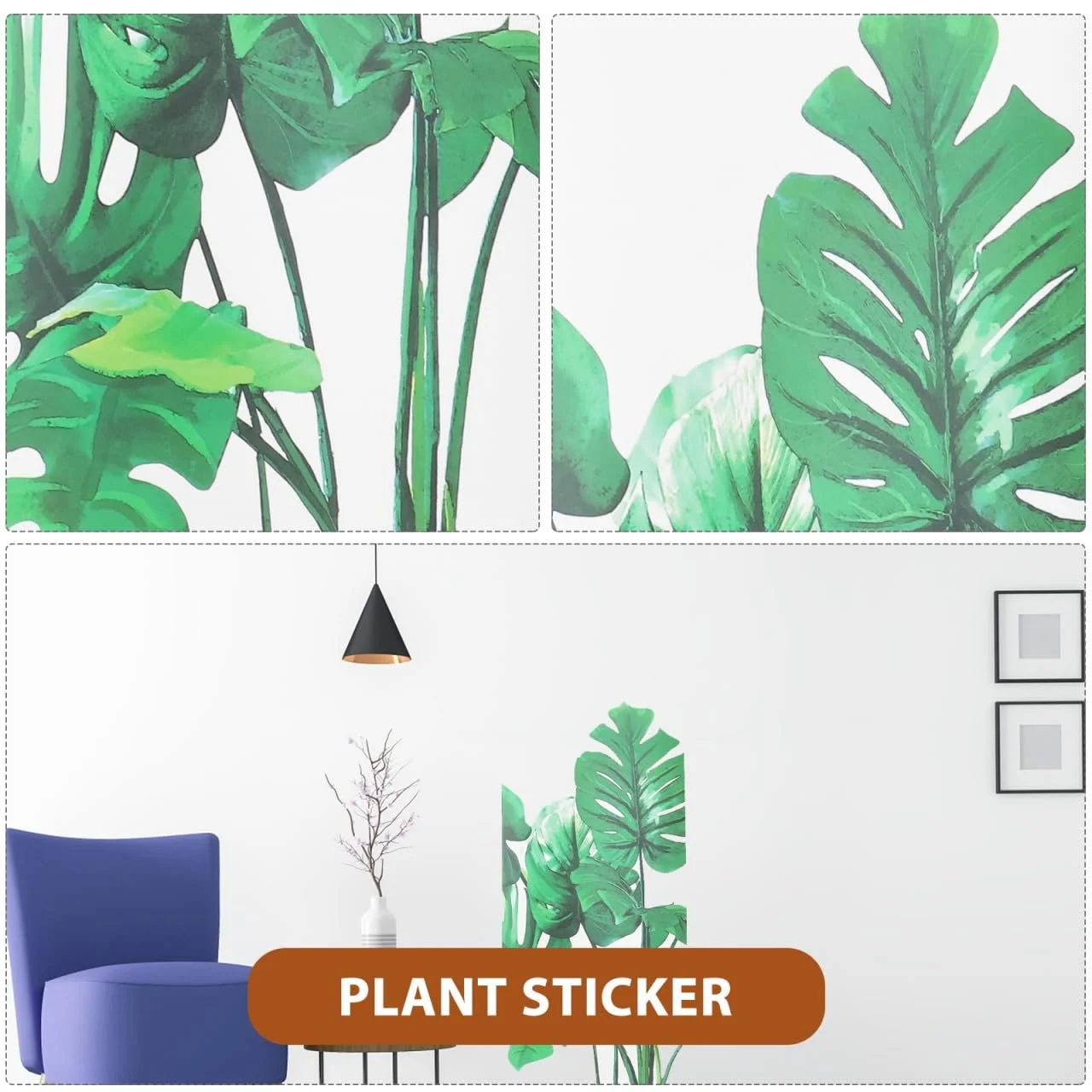 Наклейка на стіну Тропічні рослини та листя Пальмове листя Зелена, фото №5