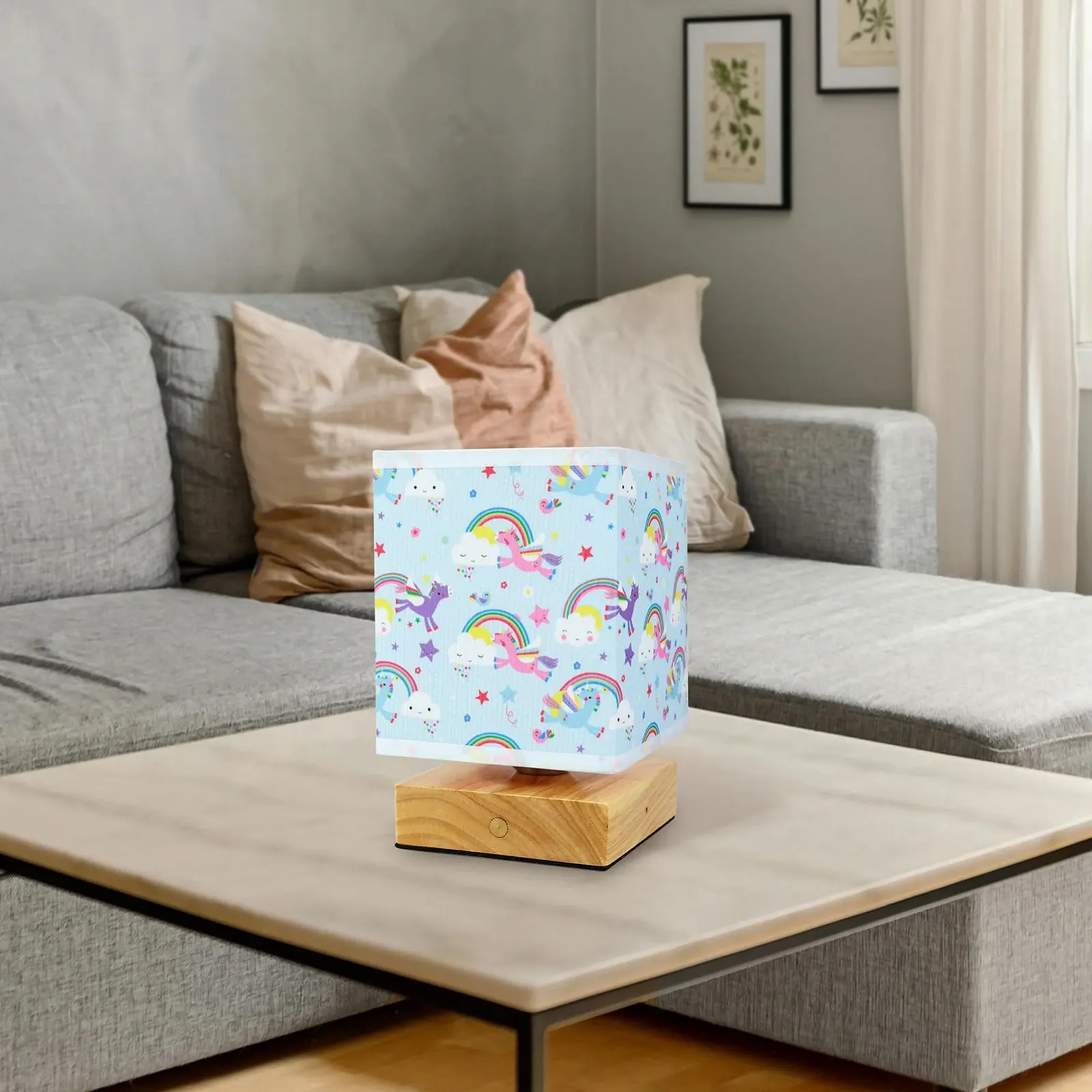 Настільна лампа Wetry Children's Room Unicorn Motif Lampshade димована з акумулятором, фото №9