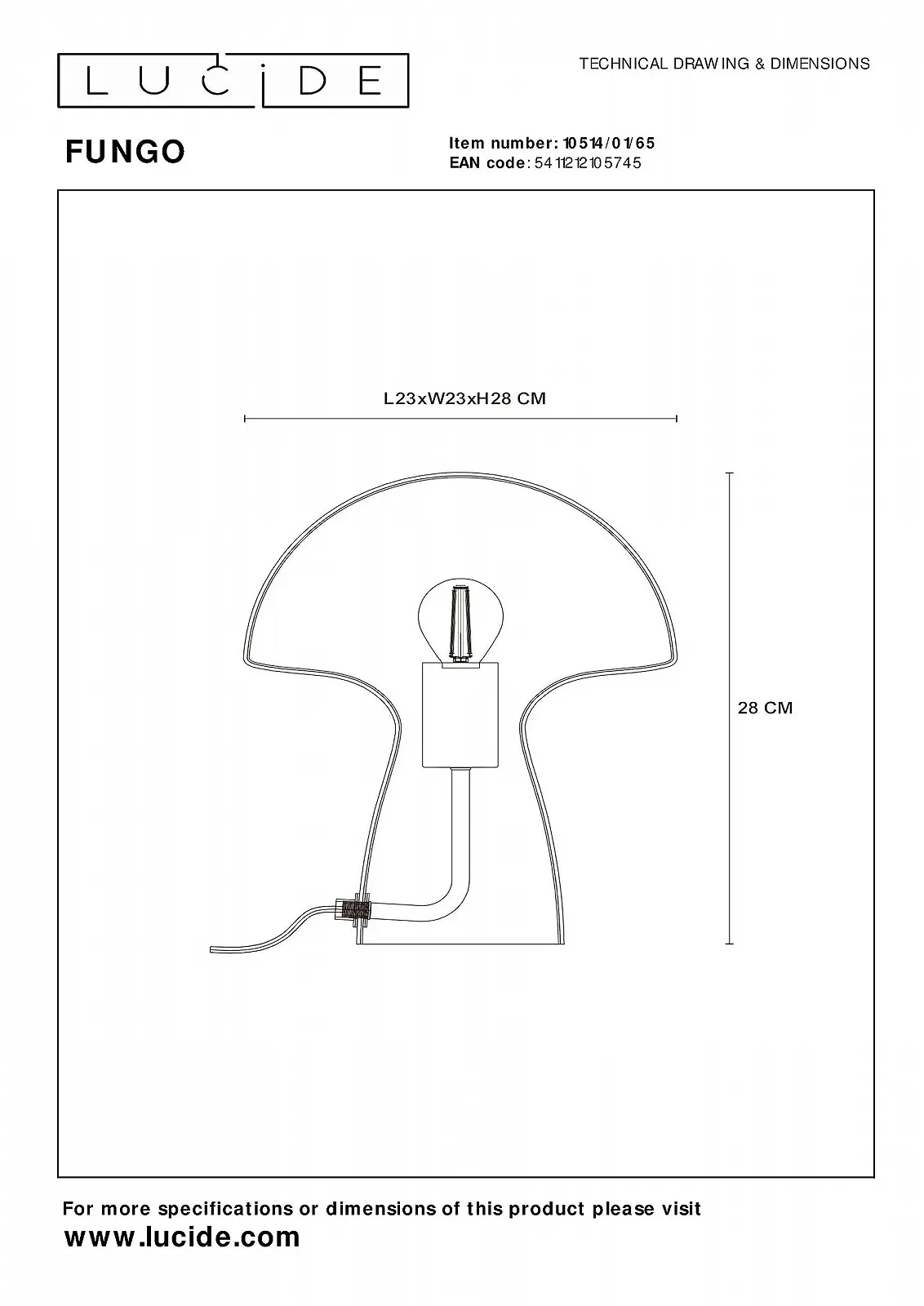 Настільна лампа LUCIDE FUNGO 1 x E27 Скляна Димчаста Сіра, фото №4