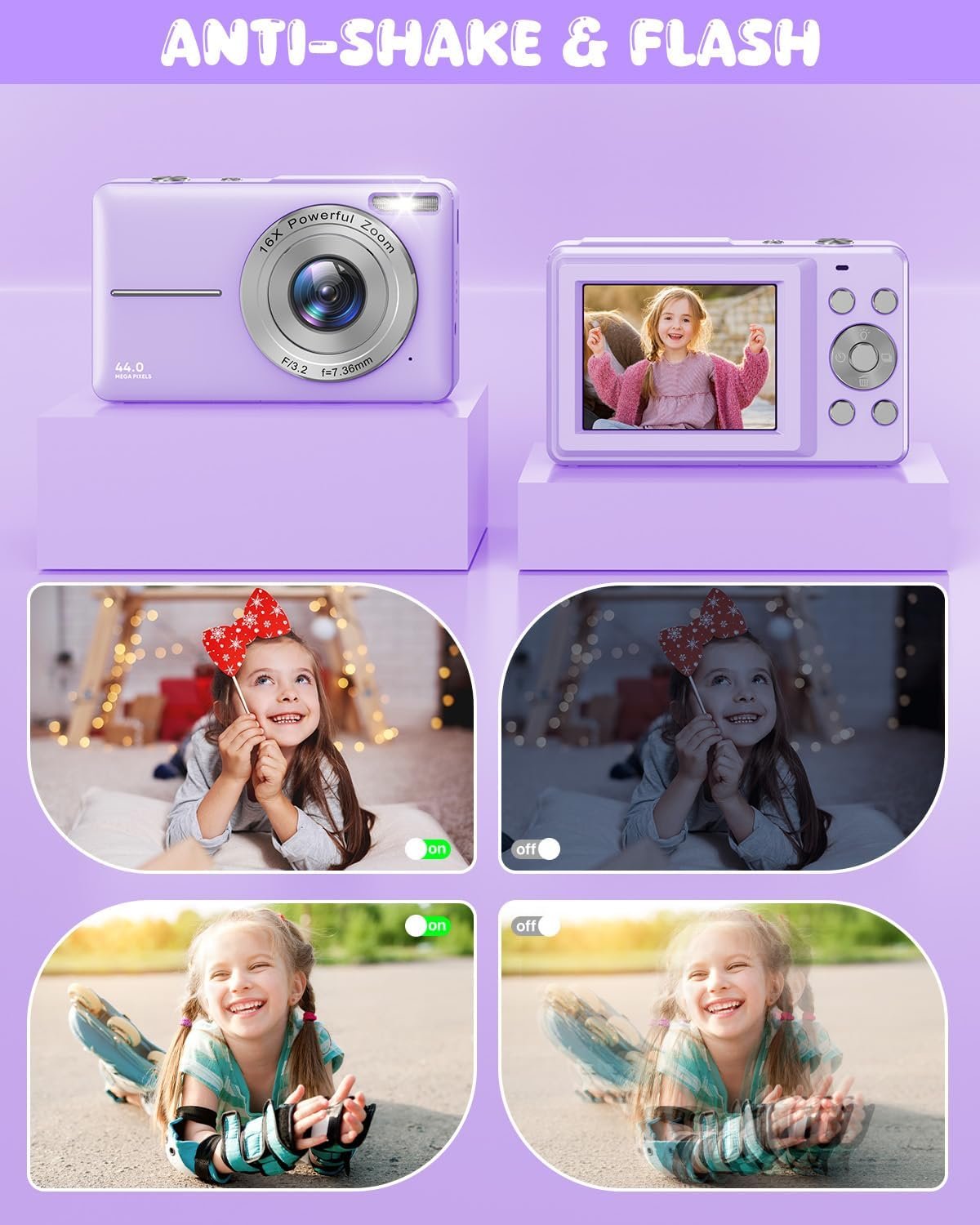 Фотоапарат AOREGRE 44Мп / CMOS / FHD 1080p 30fps / 16Х зум / Wi-Fi / Фіолетовий, фото №4