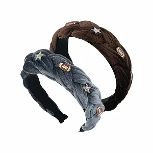 Обруч для волос плетеный для женщин, набор из 2 штук - Фото 1