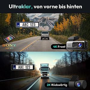 Відеореєстратор BOTSLAB Передній та задній 4K + 2K з GPS WiFi та комплектом Hardwire, ADAS, карта 64GB, моніторинг паркування 24/7, 2.45 Inch IPS, нічне бачення, WDR, 170 Градусів synthetic.ua - Фото 1