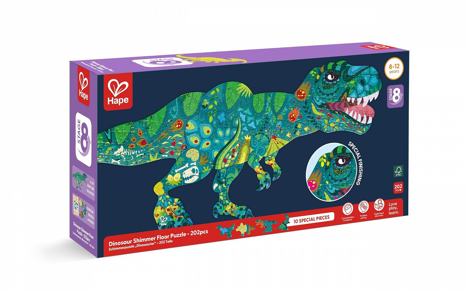 Пазл Hape Shimmer Dinosaur 200 елементів, фото №6 Пазл Hape Shimmer Dinosaur 200 елементів, фото №6