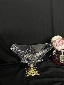 Велика цукерниця кришталь на золотій ніжці 32х25 см - Фото 1