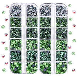 Термоклеевые стразы BLINGINBOX DMC, 2 коробки, всего 5200 штук, микс размеров, круглые кристаллы, стеклянные камни для изготовления ювелирных изделий Lt.Peridot - Фото 1