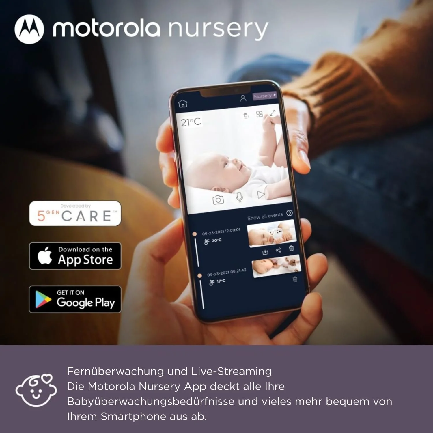 Відеоняня Motorola Nursery VM45 Connect WiFi 5" 720p HD Інтерком Температурний контроль Тримач Stargrip, фото №4 Відеоняня Motorola Nursery VM45 Connect WiFi 5" 720p HD Інтерком Температурний контроль Тримач Stargrip, фото №4