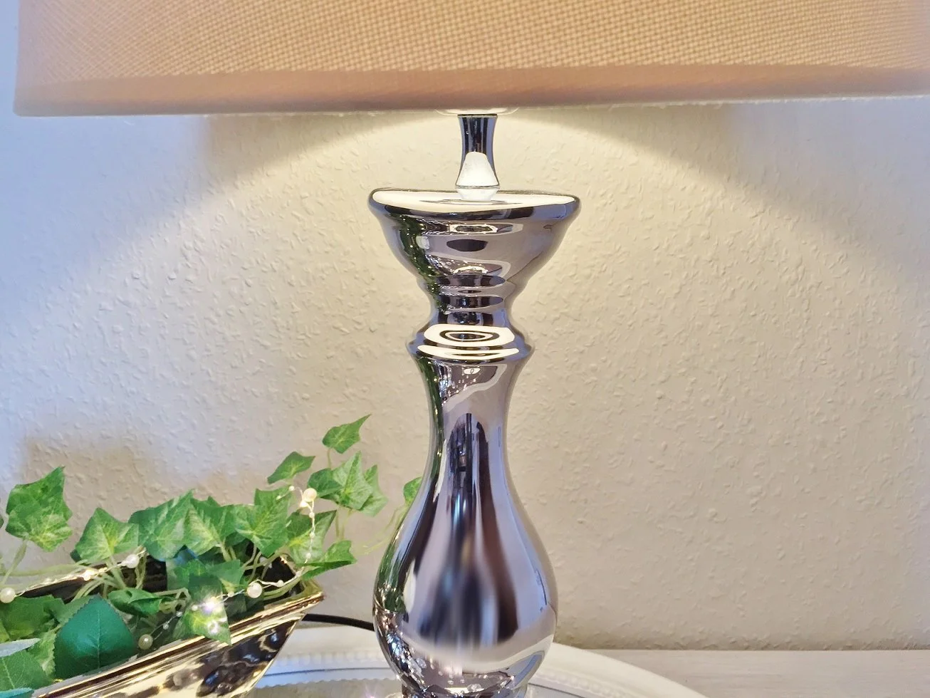 Настільна лампа DRULINE KE-010TL Керамічна Основа 60 см Сріблясто-біла, фото №3