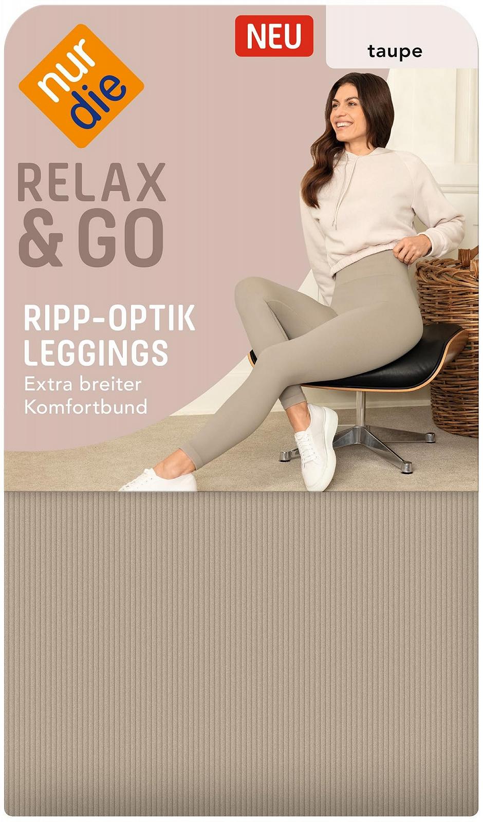 Леггинсы Nur Die Relax & Go Женские в рубчик, непрозрачные, с высокой посадкой и комфортным поясом, фото №6