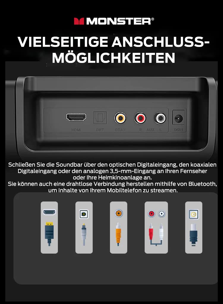 Саундбар Monster SB100 Surround Sound Компактний Чорний, фото №6