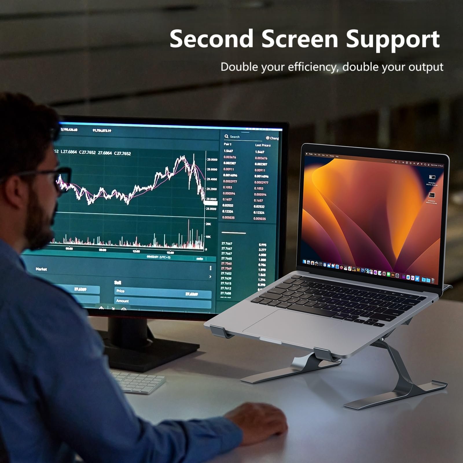 Подставка для ноутбука OMOTON Алюминиевая Регулируемая с вентиляцией Эргономичная Отсоединяемая Совместима с MacBook и всеми ноутбуками (12-17.3 дюймов), фото №9