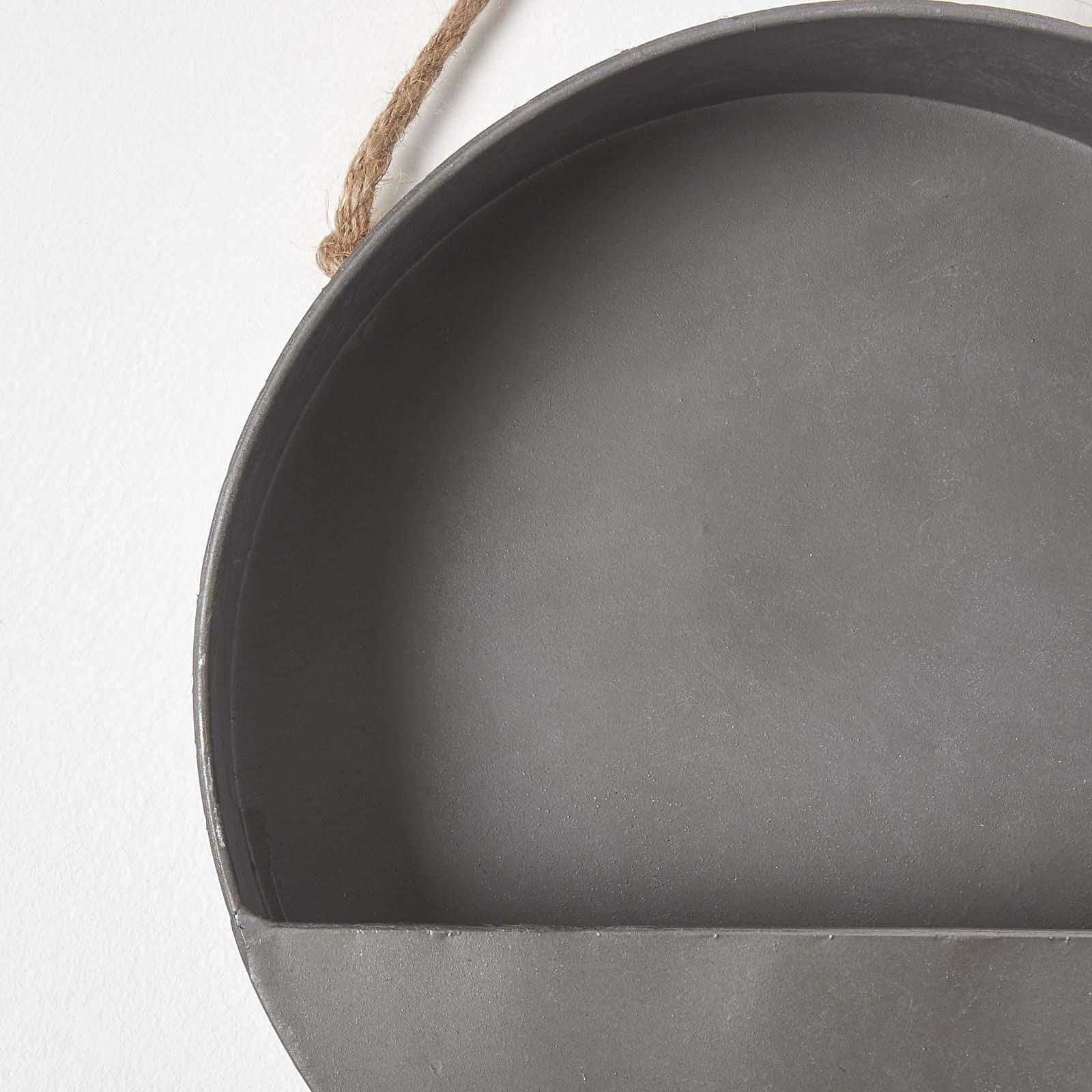 Круглое кашпо Homescapes 30 см металлическое с веревкой для настенного крепления серебристое, фото №3