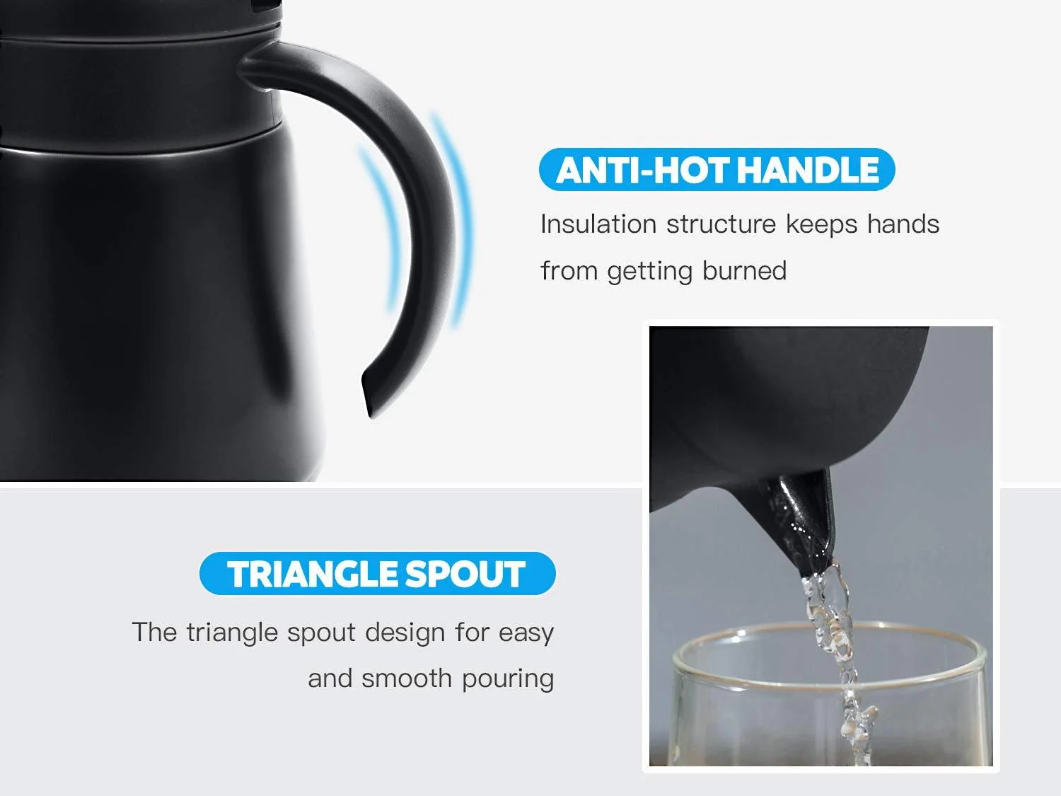 Термос-кавник Luvan 0.8 л, нержавіюча сталь 304, з подвійними стінками, вакуумний, для кави, чорний, фото №4 Термос-кавник Luvan 0.8 л, нержавіюча сталь 304, з подвійними стінками, вакуумний, для кави, чорний, фото №4