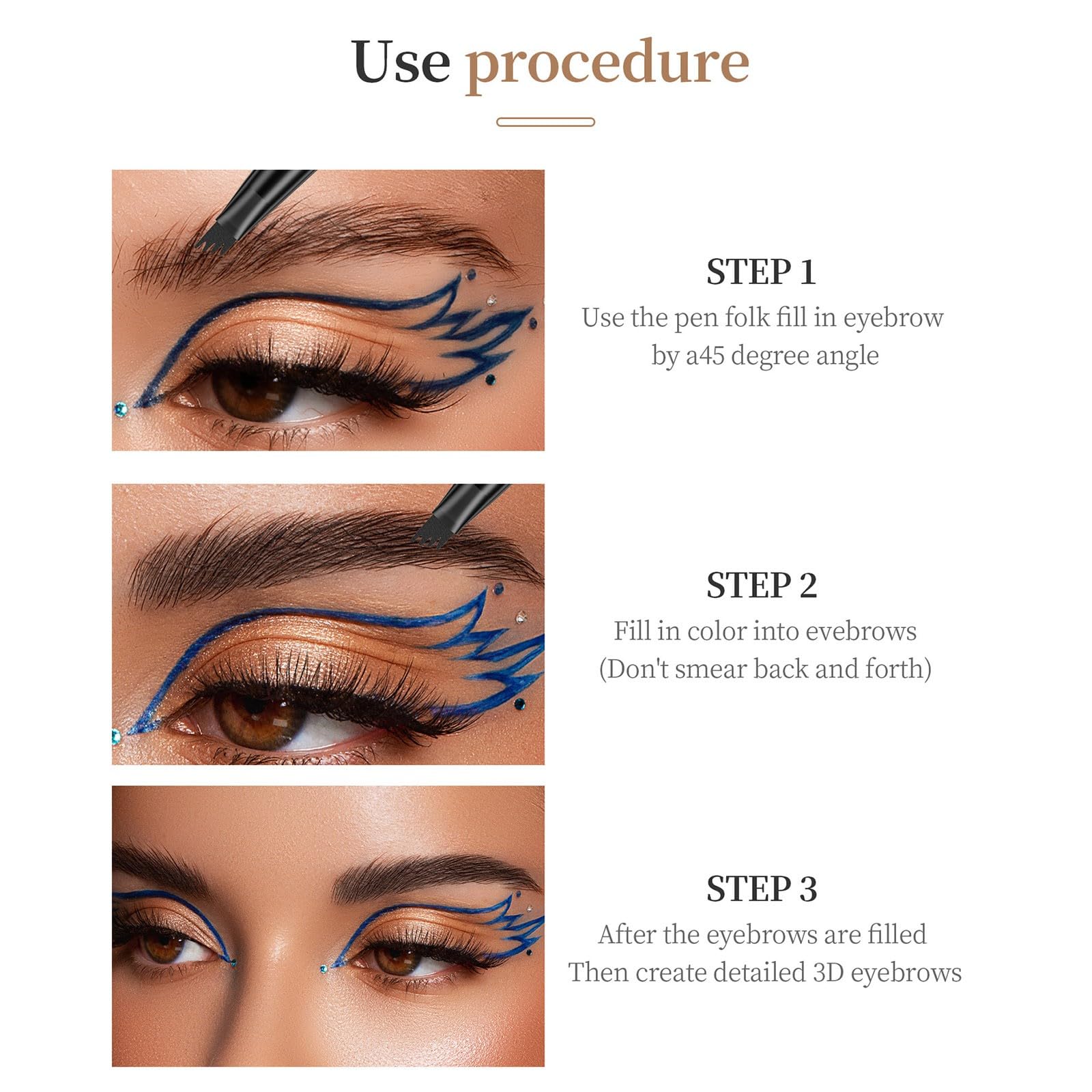 Олівець для брів Водостійкий Натуральний Рідкий 4-наконечники Рожеве золото Один розмір, фото №4