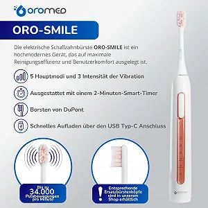 Електрична звукова зубна щітка Oromed Oro Smile 5 режимів Pink synthetic.ua - Фото 1