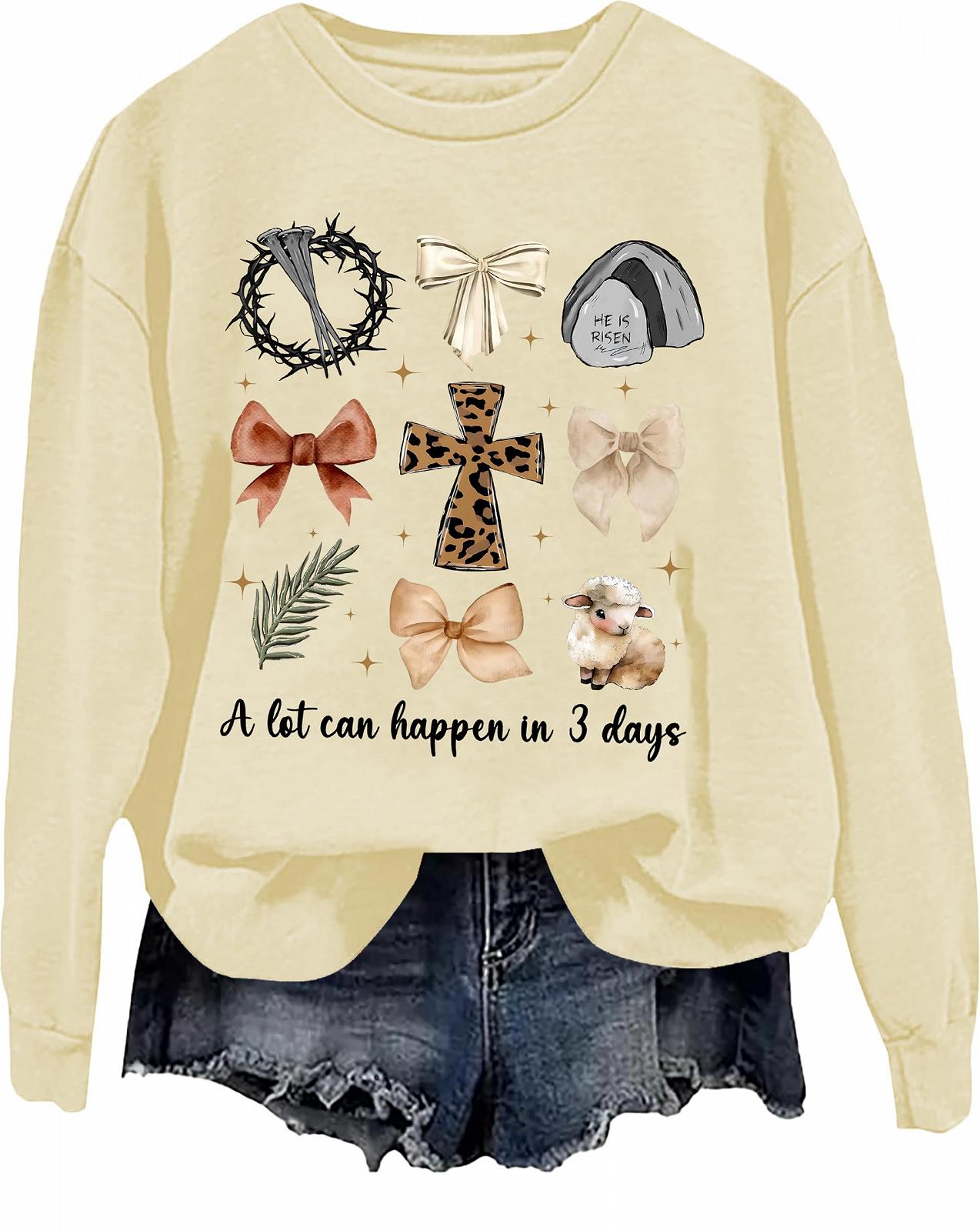 Христианская Толстовка с Длинными Рукавами A Lot Can Happen In 3 Days Easter, фото №1