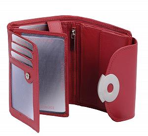 Кошелек LEAS Женский с RFID защитной пленкой Натуральная кожа Красный 13 x 10 x 3.5 см (Д x Ш x В) - Фото 1