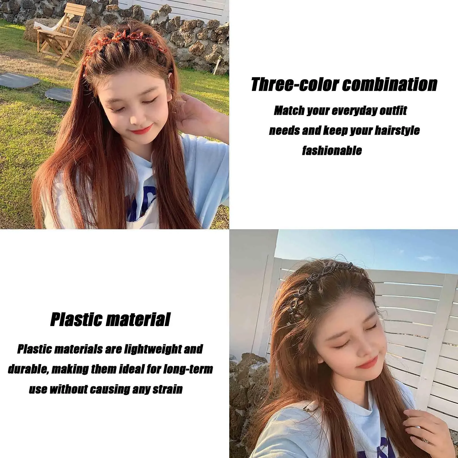 Обруч на голову ZAHD Набір з 3 штук з кліпсами, фото №5