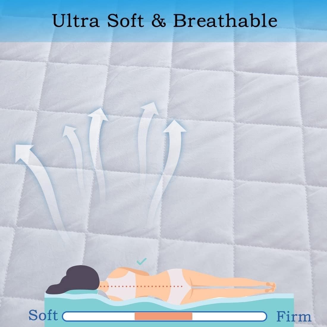 Наматрасник Односпальный стеганый Extra Deep Anti Allergy Мягкий дышащий Non Waterproof 90 x 190 + 40 см, фото №4