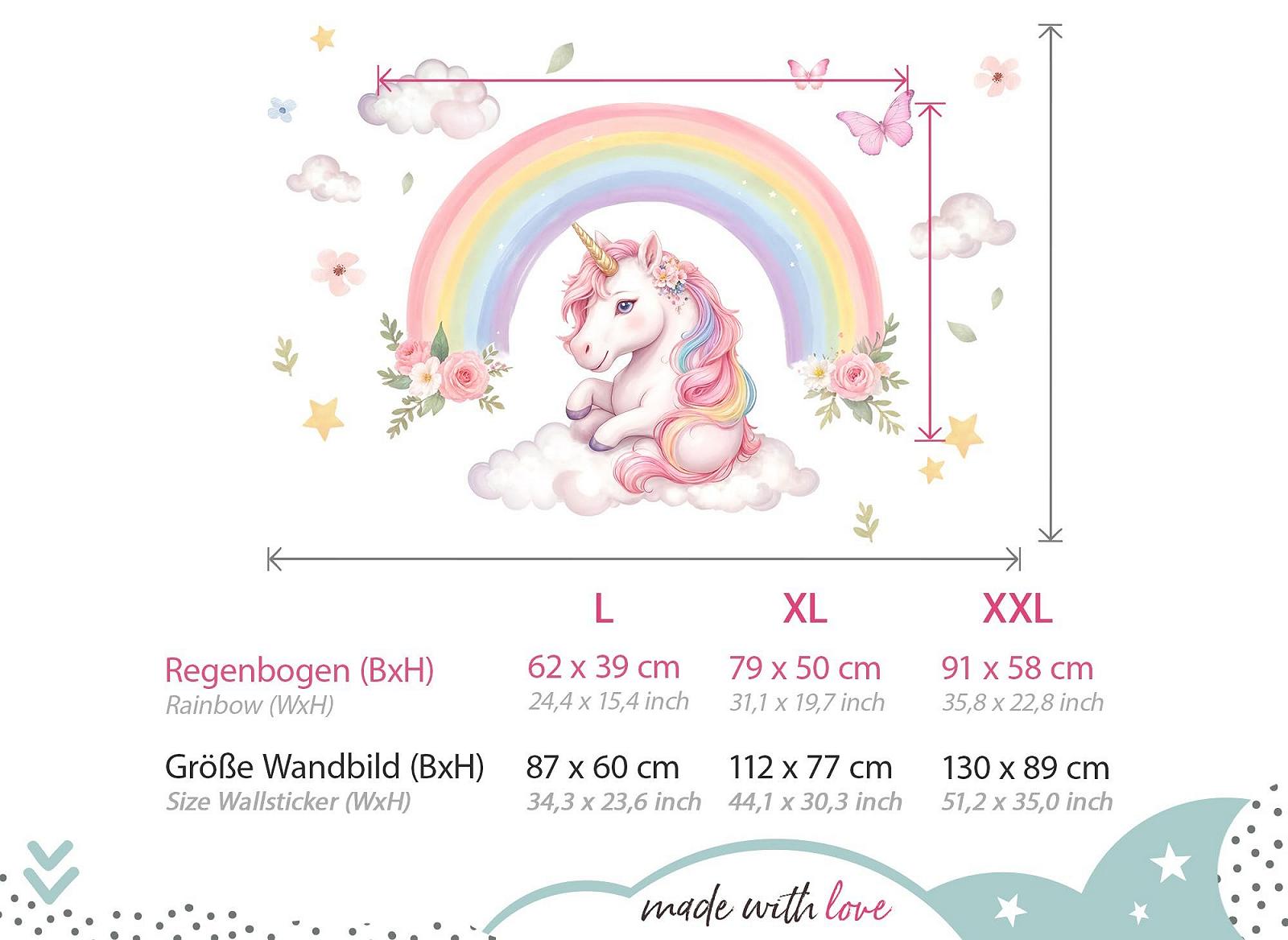 Наклейка на стену Little Deco DL5127-03 Единорог и радуга Акварельные цветы и звезды, фото №3