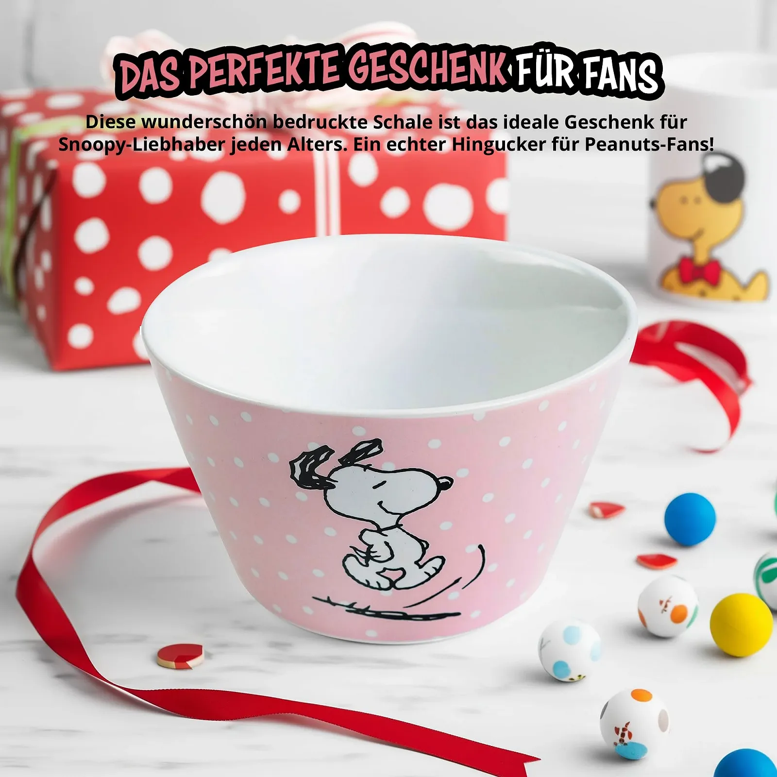 Миска United Labels The Peanuts Snoopy 500 мл Розовая в горошек, фото №4