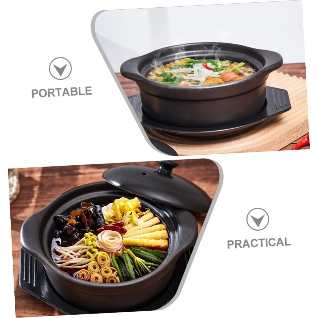 Кастрюля-горшок CLISPEED керамическая термостойкая с двойной ручкой, фото №9 Кастрюля-горшок CLISPEED керамическая термостойкая с двойной ручкой, фото №9