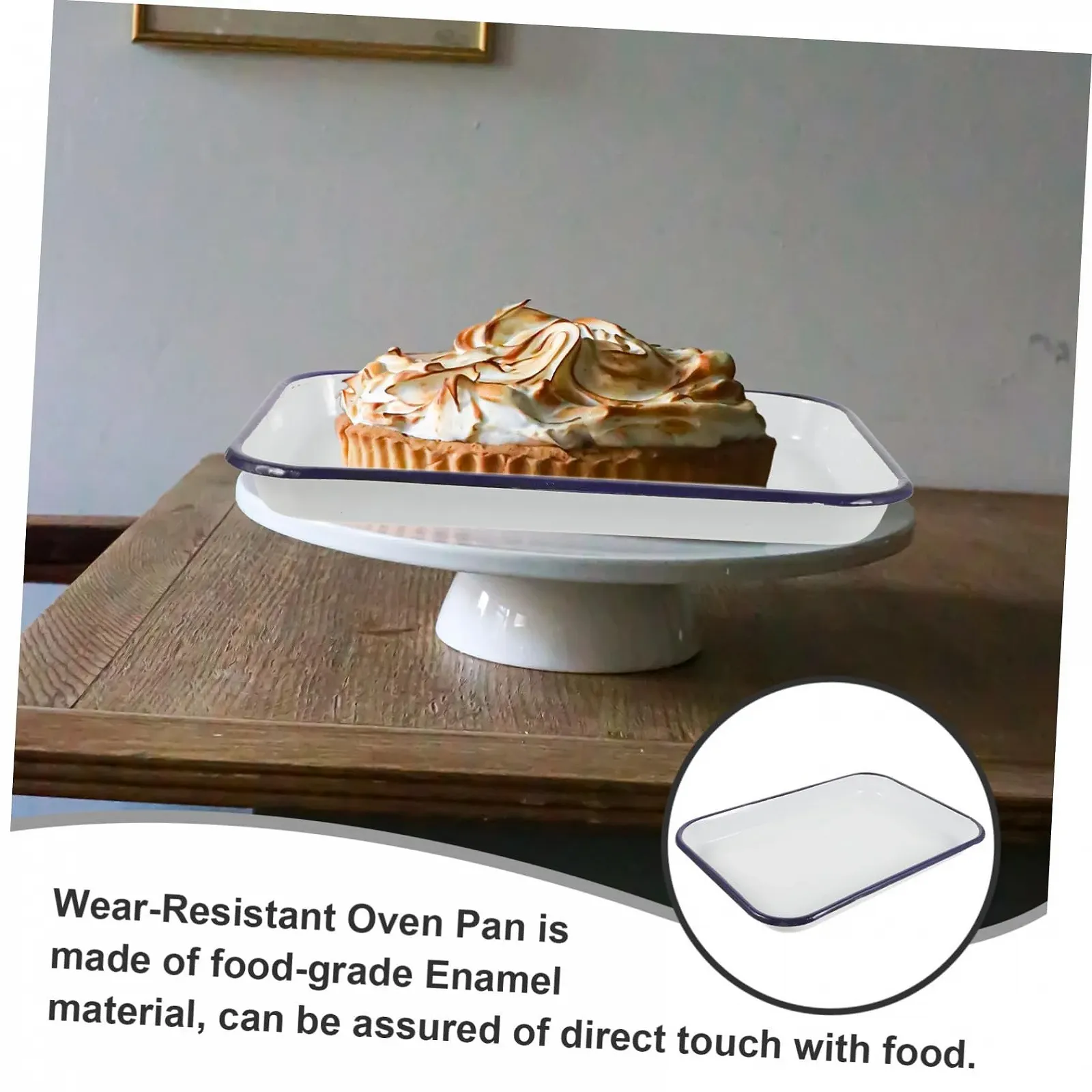 Форма для выпекания IMIKEYA Прямоугольная Эмалированная Антипригарная Белая, фото №2