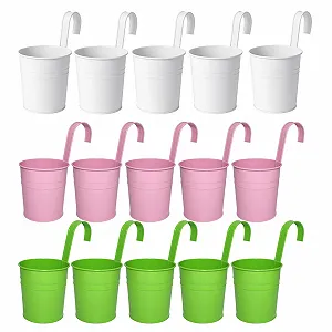 Набор горшков подвесных металлических 15 шт. 3 цвета - Фото 1