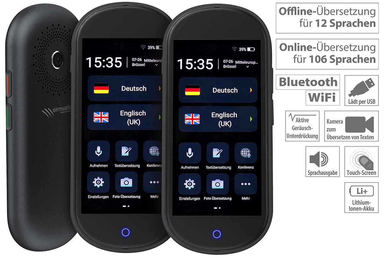 Переводчик simvalley MOBILE, комплект из 2 мобильных голосовых переводчиков реального времени, 106 языков, 4G, WiFi, фото №3