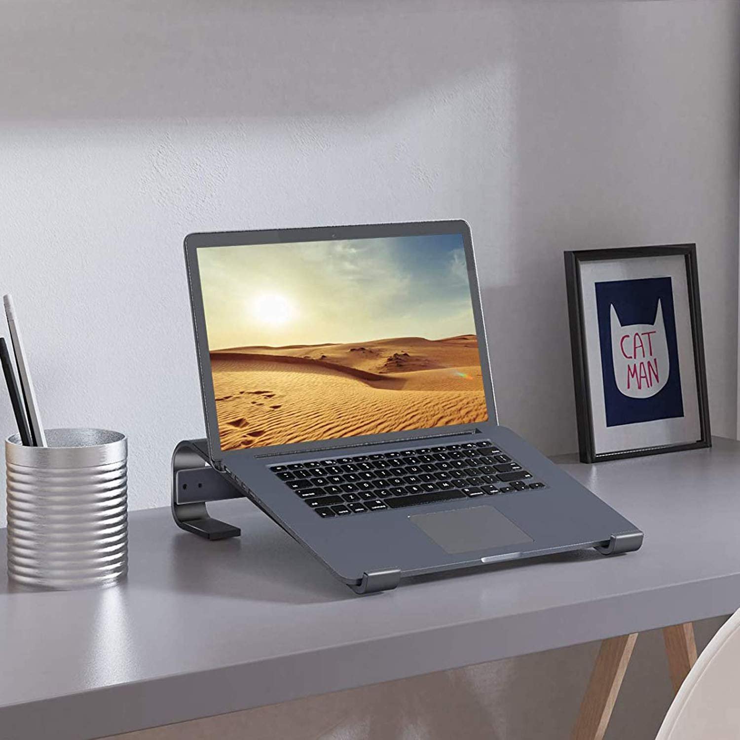 Підставка для ноутбука, Ергономічна алюмінієва для комп'ютера, тримач для ПК, з легкою вентиляцією для MacBook Pro/Air, Dell, HP, MateBook, для всіх ноутбуків 10-15,6 дюймів, чорна, фото №8