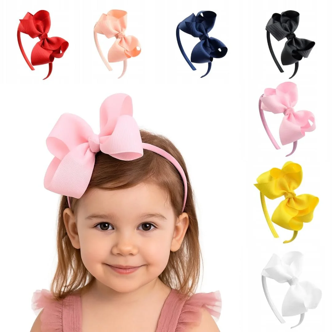 Набір дитячих обручів на голову з великим бантом (7 штук), фото №1 Набір дитячих обручів на голову з великим бантом (7 штук), фото №1