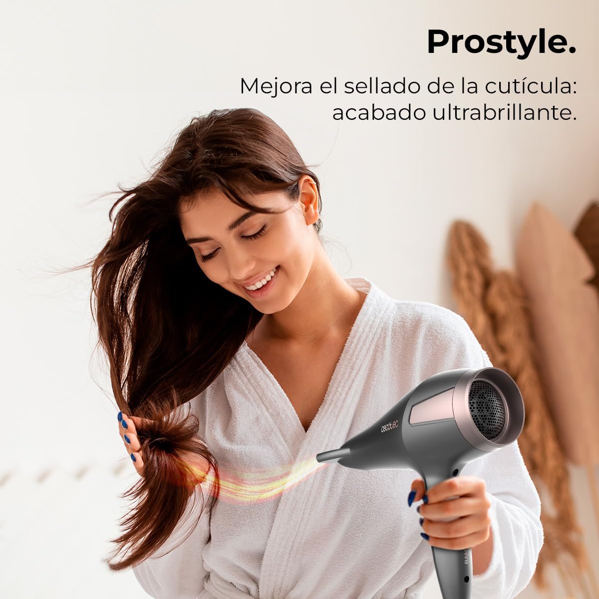 Фен Cecotec Bamba IoniCare Radiance, 2500 Вт, с DC-мотором, ионной технологией и большим воздушным потоком, 2 скорости и 3 температуры, включает насадку-концентратор и диффузор, фото №5