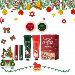 Крем для рук Набор кремов для рук, помады и кремов от трещин на ногах Рождественский набор 6 штук Крем для ухода за руками с растительным ароматом - Фото 1