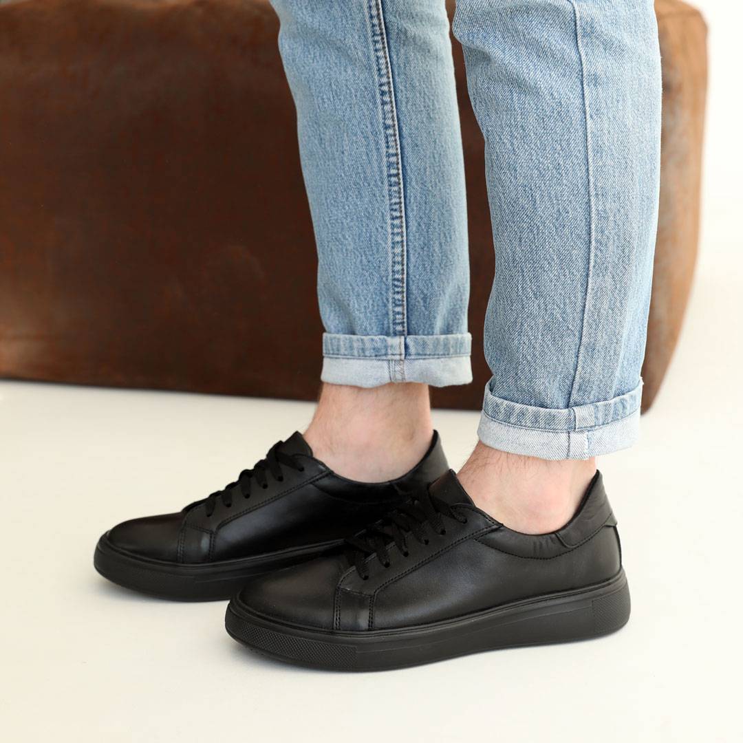 Кеди чоловічі шкіряні 584913 Чорні 42 43 44, фото №4