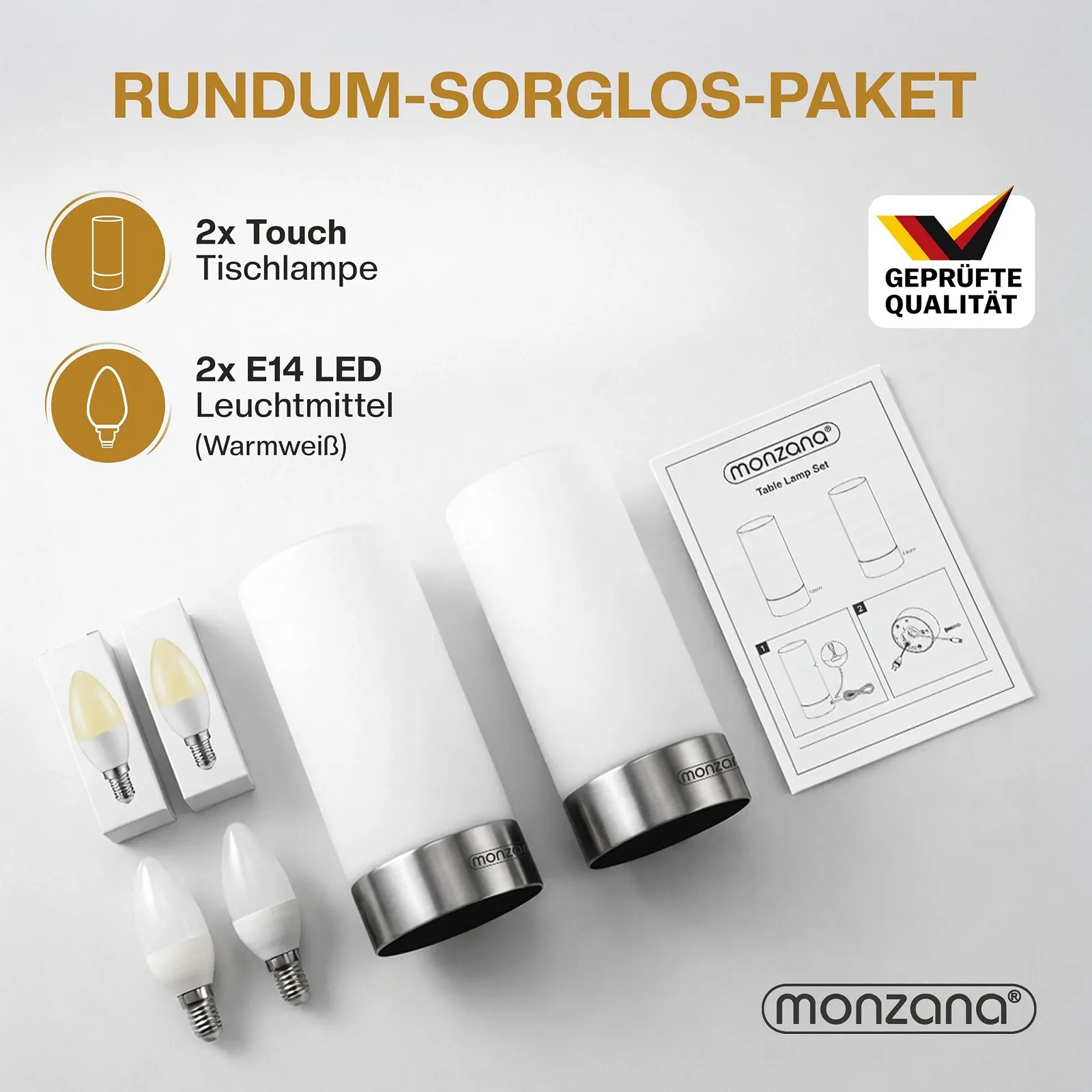 Настільні лампи Monzana Набір 2 шт Сенсорні 3 рівні яскравості, фото №7