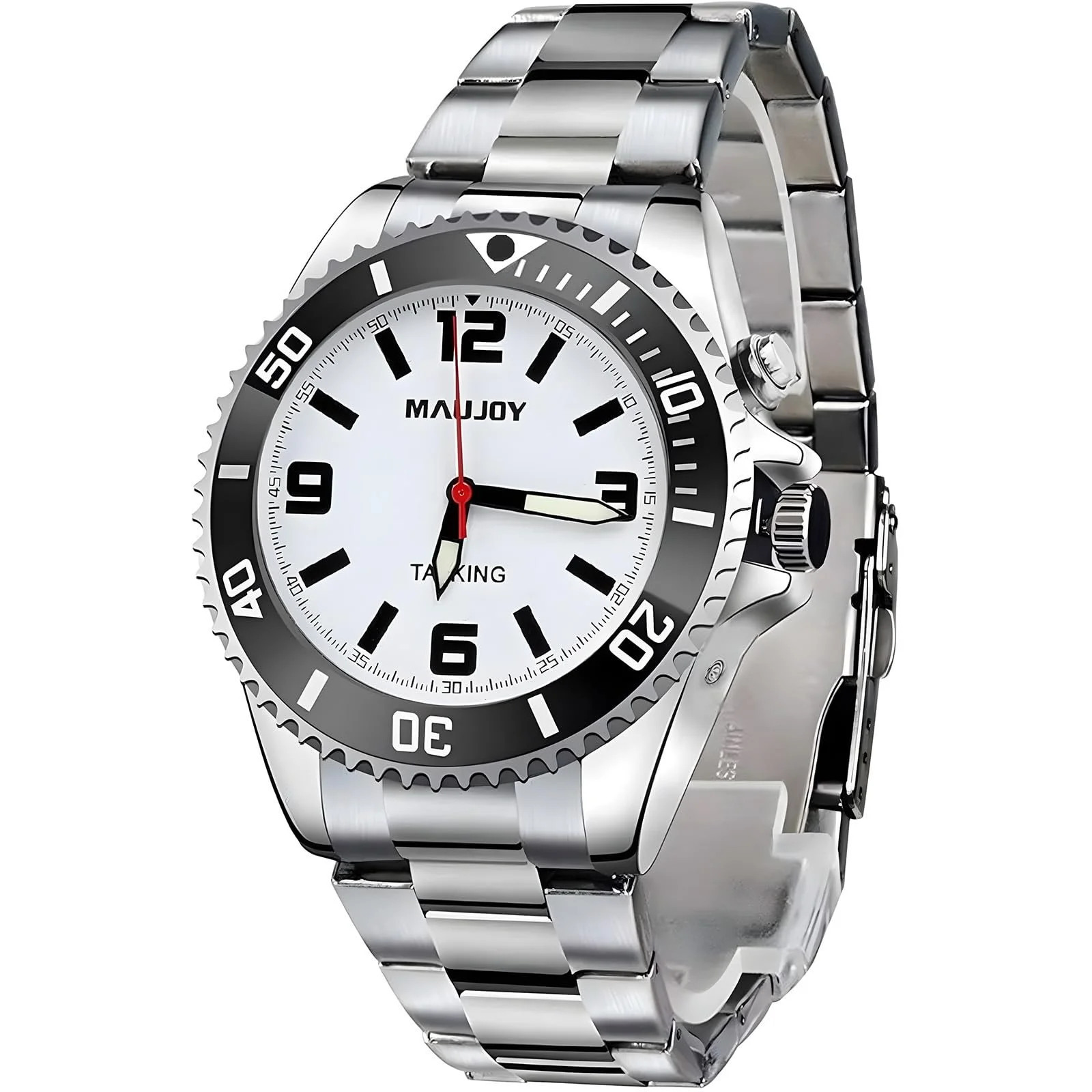 Часы мужские MAUJOY говорящие, с голосовым оповещением даты и времени, радиоуправляемые, кожаный ремешок, регулируемые, фото №2