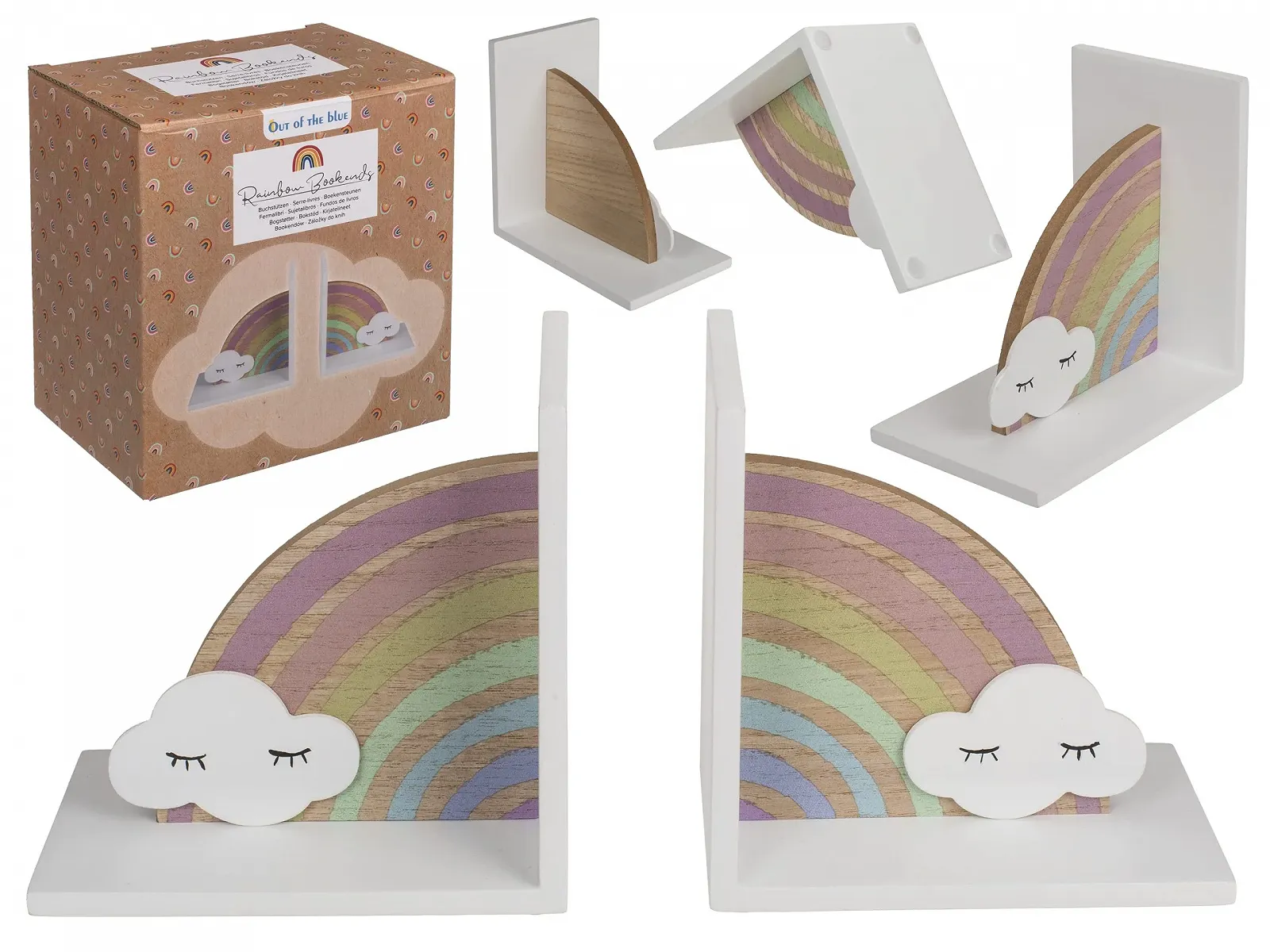 Подставки для книг Out of the blue Деревянные Радуга с облаком Набор из 2 штук в подарочной коробке, фото №1 Подставки для книг Out of the blue Деревянные Радуга с облаком Набор из 2 штук в подарочной коробке, фото №1