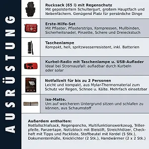 Рюкзак Ready24 аварійний наповнений 85 предметів набір для виживання на 1 особу, 72 години synthetic.ua - Фото 1