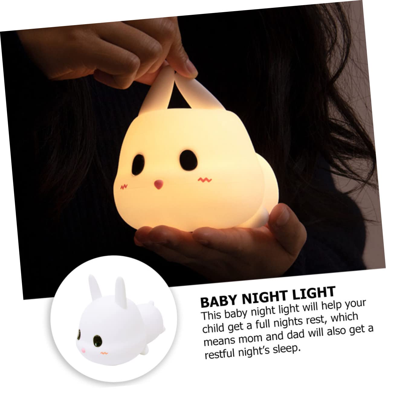 Ночник ibasenice 1 x Силиконовая лампа Светодиодная детская лампа Лампа для яслей Лампа для декора спальни Светодиодный ночной светильник Настольная лампа из силикона Лампа для сна ребенка Защита глаз Белый, фото №7