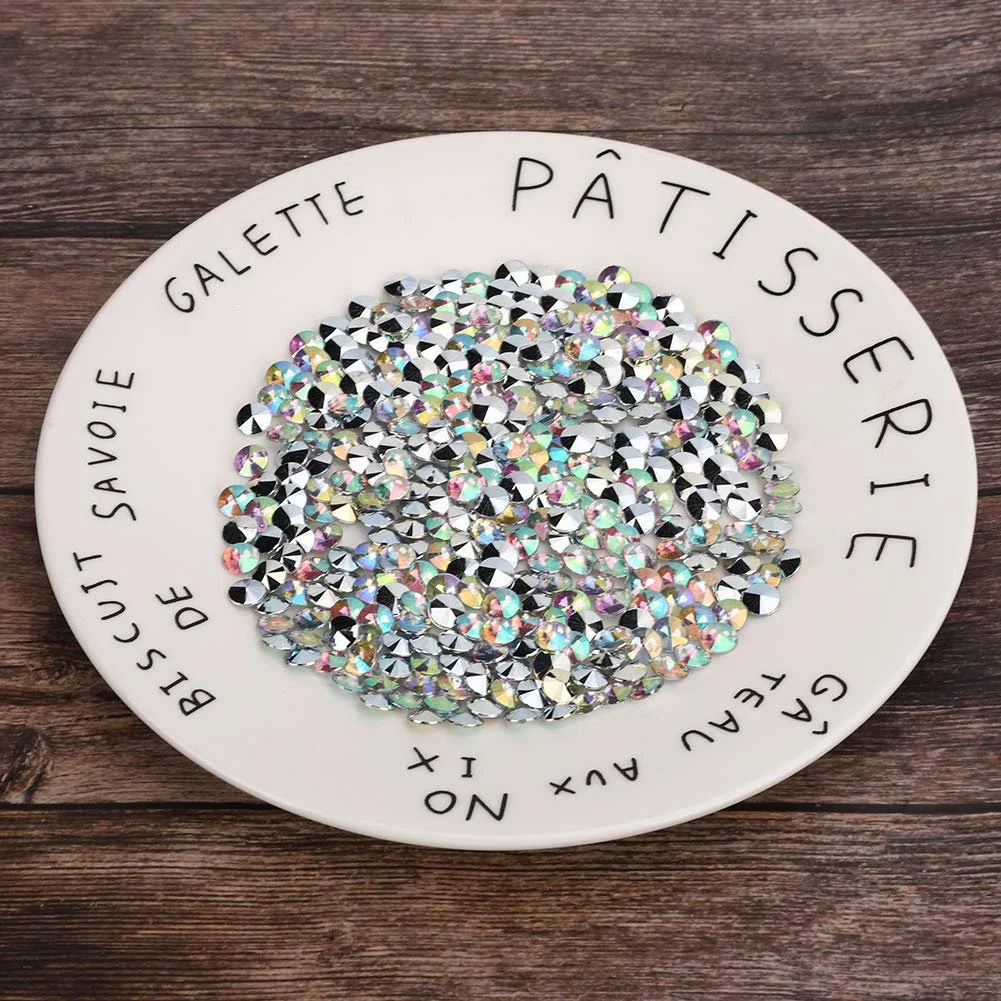 Стрази акрилові 8мм 1000 шт AB Кольорові, фото №3