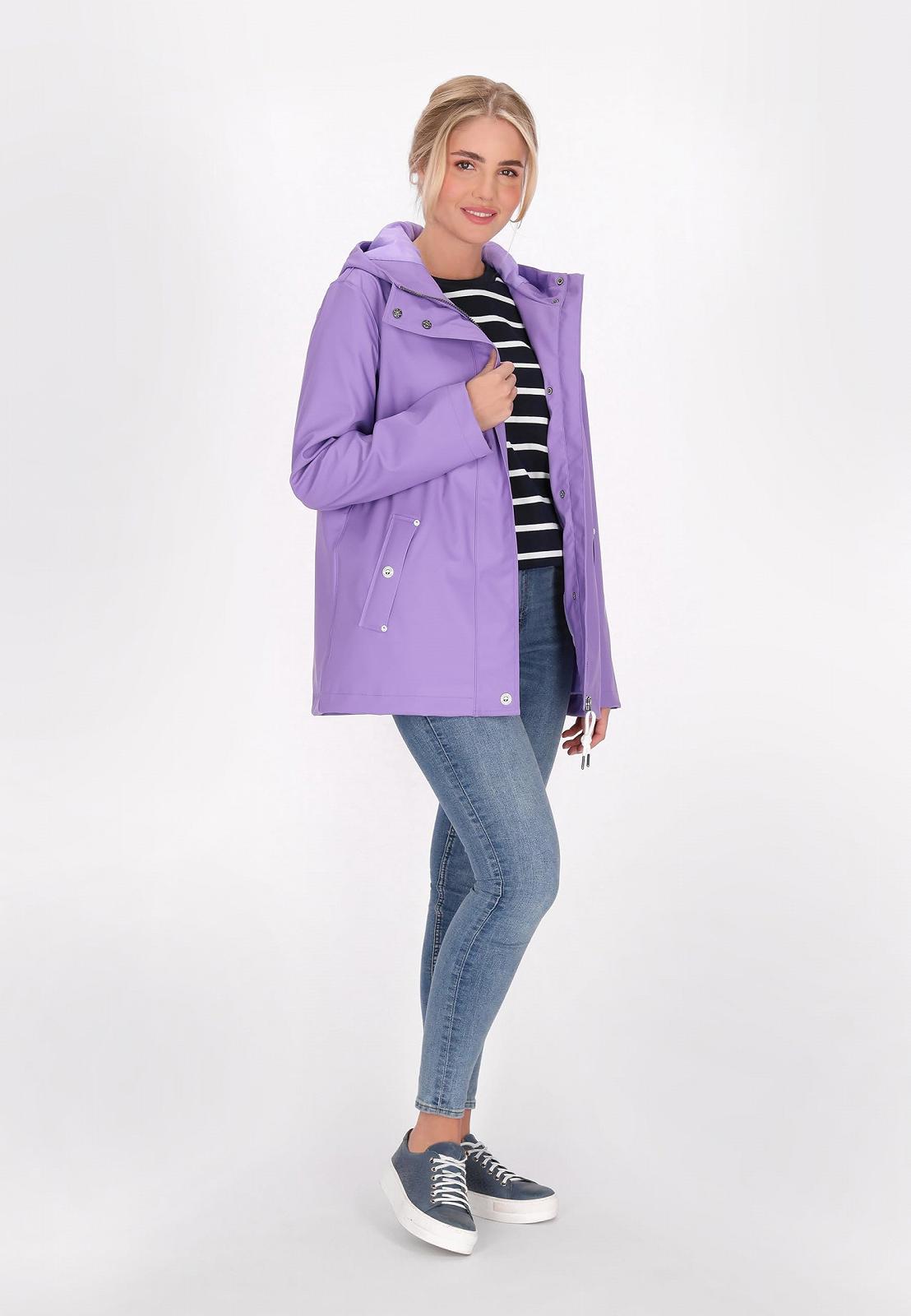 Жіноче пальто Schmuddelwedda з капюшоном водонепроникне на блискавці з прорізною кишенею довгий рукав стандартного крою, фото №5