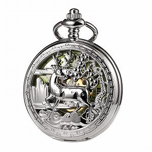 Часы TREEWETO Unisex Карманные Механические Двойная Крышка Олени Светящийся Скелетон Стимпанк - Фото 1