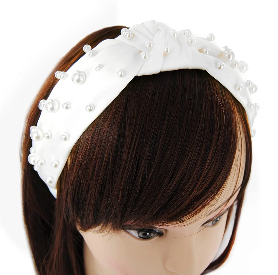 Обруч Axy з перлами та вузлом, покритий атласом, фото №2