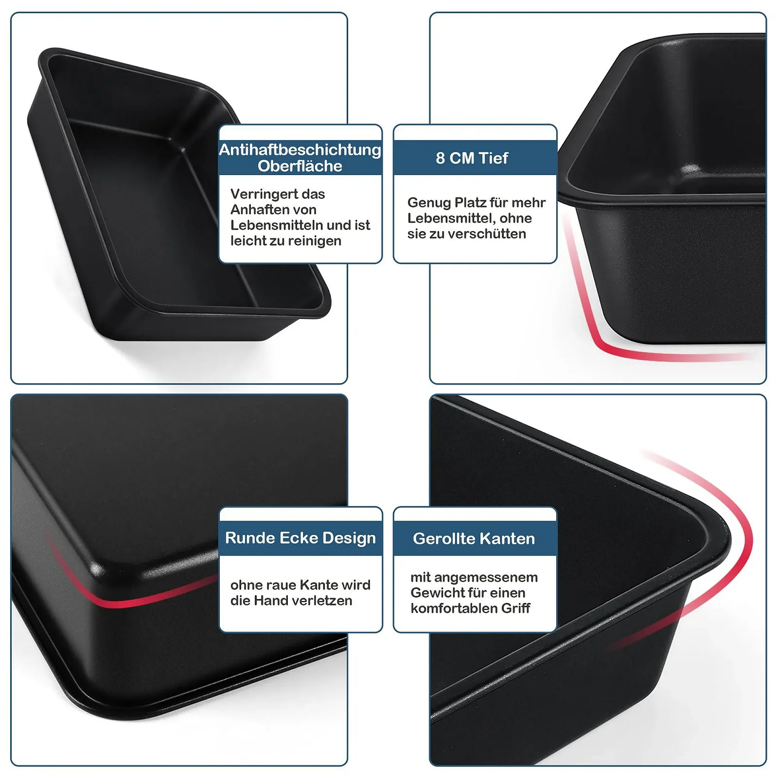 Набор форм для запекания Homikit из 2 предметов из нержавеющей стали прямоугольные 32 см, фото №3