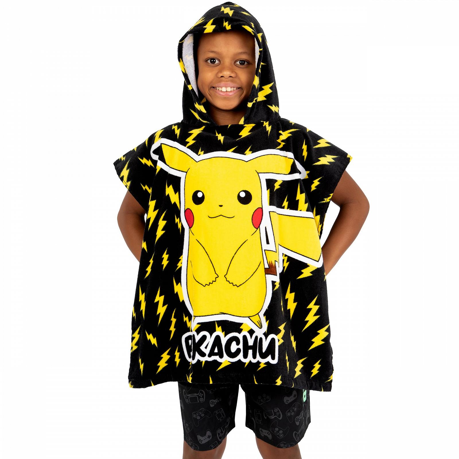 Пончо банное детское Pokémon Pikachu, полотенце с капюшоном, хлопковое пончо, One Size, черное, фото №8