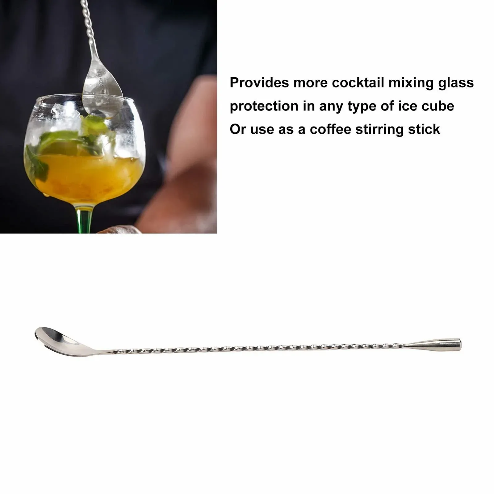 Мішалки для коктейлів з нержавіючої сталі, мішалки з дрібною різьбою і довгою ручкою для дому, бару, фото №5